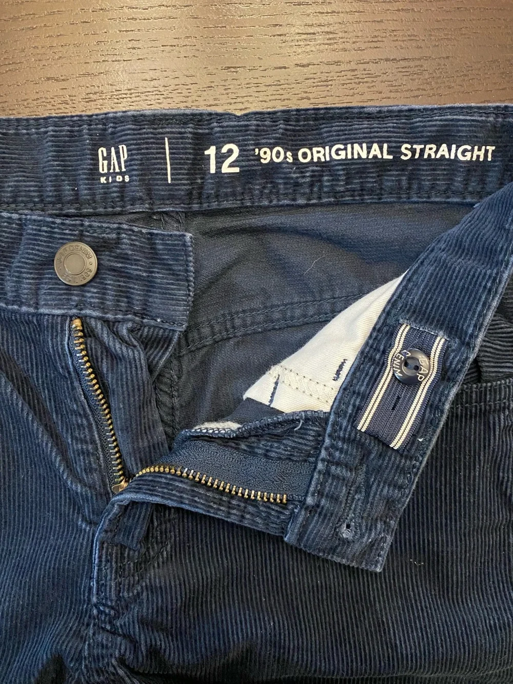 GAP Kids Boys Dark Navy 90s Original Straight Corduroy Pants - size 12/13